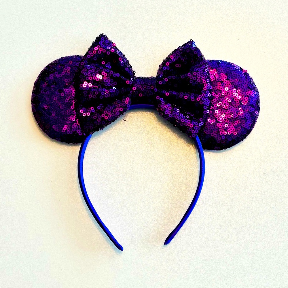 Gorgeous Purple sequins sparkling bow Minnie ears headband